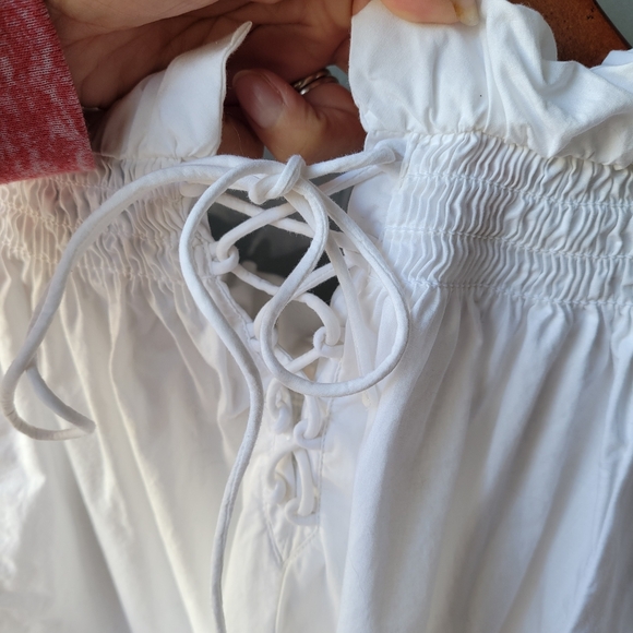 J.Crew Women's White Cotton Poplin Smock-neck Blouse Medium Puff Sleeve - Picture 10 of 11